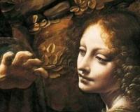 岩间圣母的诡异之处 圣母抓着无形的人头耶稣做出砍的手势