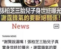 张柏芝承认三胎老公是谢贤，一夜之间儿子变弟弟(纯属港媒谣传)