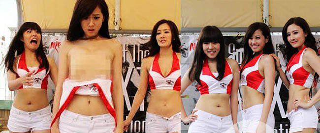 台湾女星方志友上衣脱落 男观众称“赚到了！