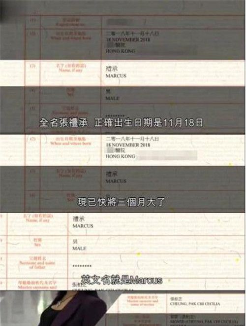  张柏芝三胎出生证曝光 孩子在温哥华的姐姐家