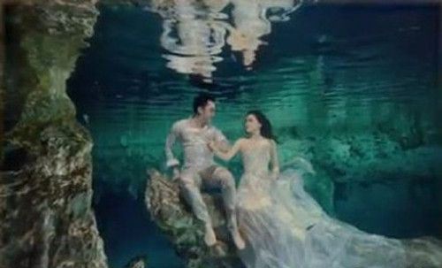  阿娇水下婚纱照 画面十分唯美浪漫