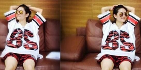 谢娜怀孕20周大肚照曝光 挺大肚子何炅小心搀扶