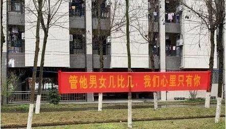 3.7高校女生节条幅大战 武汉大学文学院条幅拔头筹(图)