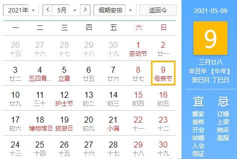 2022母亲节几月几号