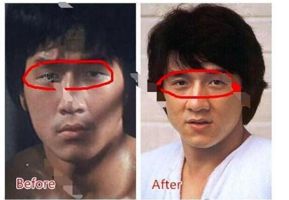 成龙双眼皮疑是割的 早期单眼皮的时候和现在的差别非常大