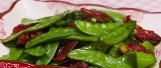 荷兰豆炒腊肠怎么做？