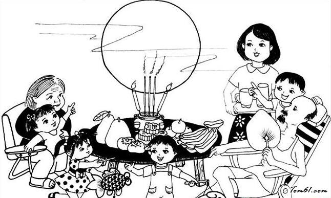 中秋节赏月的图片 简笔画