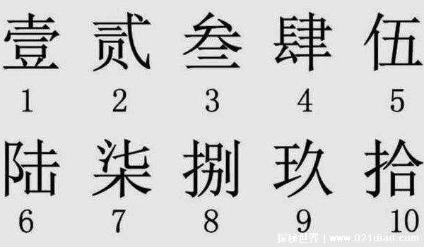 大写的壹贰叁到十，零/壹/贰/叁/肆/伍/陆/柒/捌/玖/拾