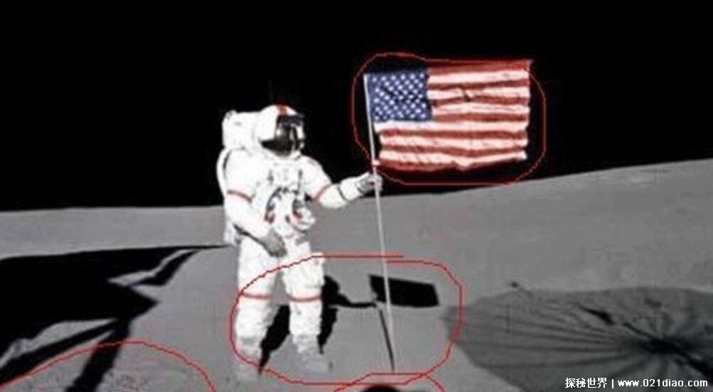 美国登月被证实为假，玉兔拍到了美国国旗变白了(因辐射变白)