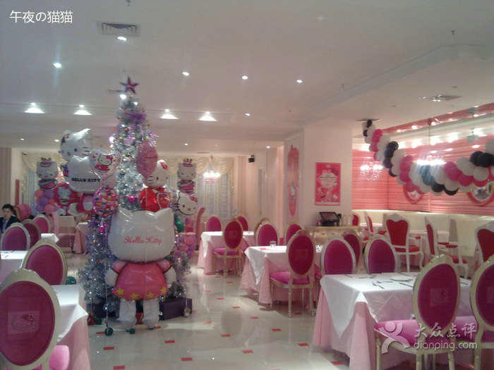 kitty猫主题餐厅装修效果图 hello kitty主题餐厅店面布置装饰设计图