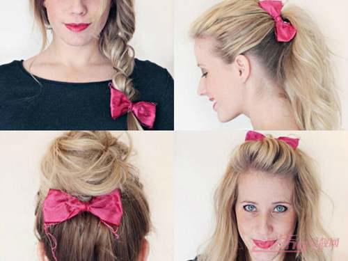 蝴蝶结扎法！一个蝴蝶结打造八种发型