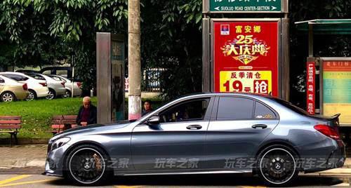 奔驰C200月光石灰改装案例标轴改起来更有颜值