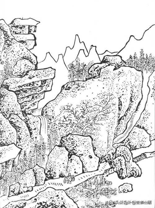 经典国画山水画 白描山水