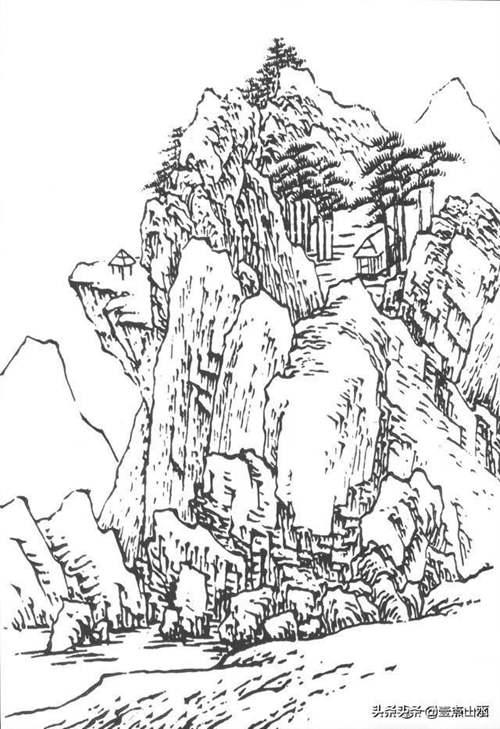 经典国画山水画 白描山水
