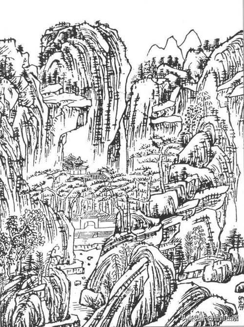 经典国画山水画 白描山水