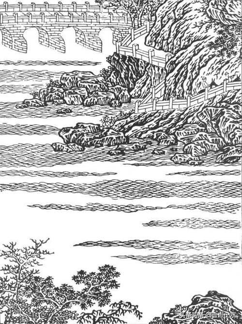 经典国画山水画 白描山水