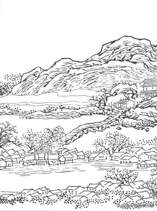 经典国画山水画 白描山水