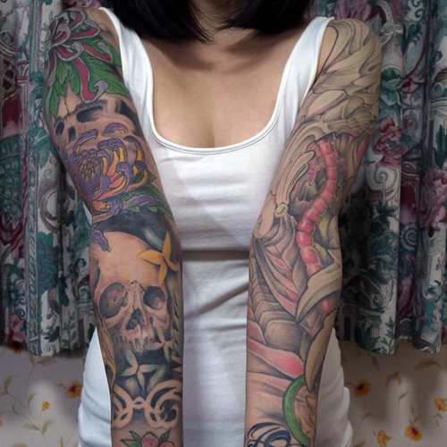 花臂纹身全程回顾展示