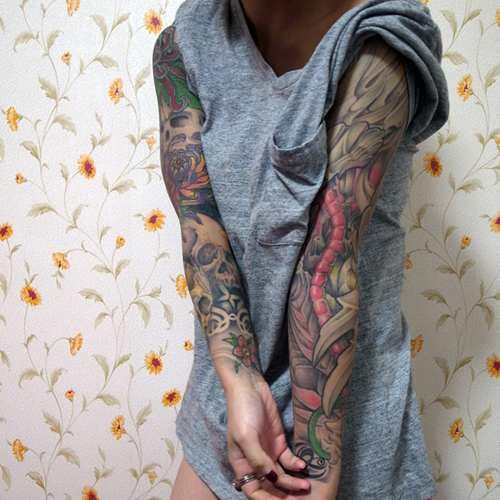 花臂纹身全程回顾展示