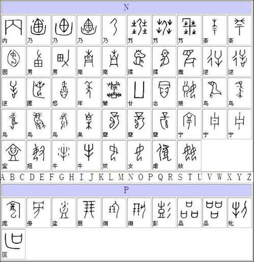 36个甲骨文字 甲骨文字
