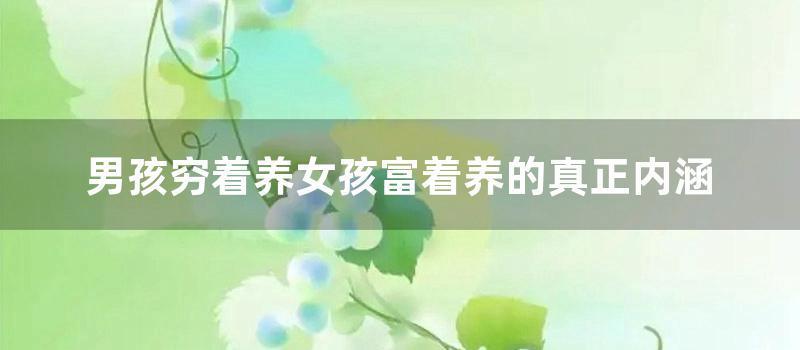 男孩穷着养女孩富着养的真正内涵 (女孩富养)