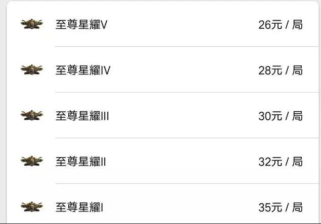 王者荣耀看各段位代练价格表原来玩星耀一局要这么多钱