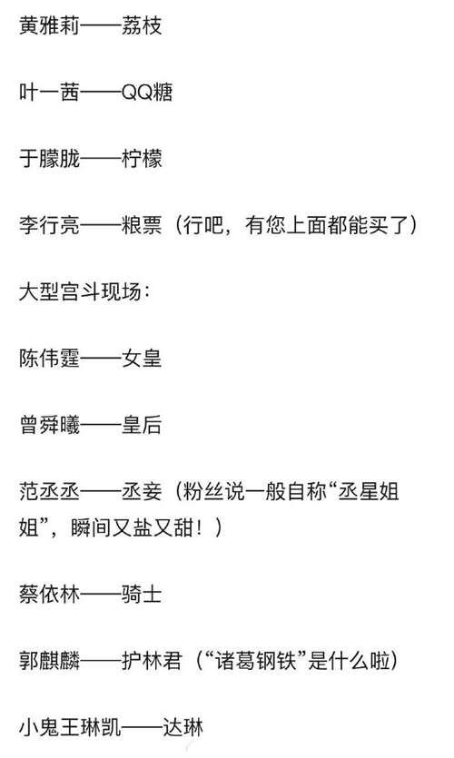 明星们的粉丝名你家粉丝名是啥