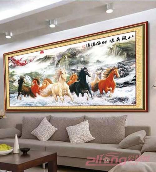 十字绣图案大全八骏图寓意马到成功