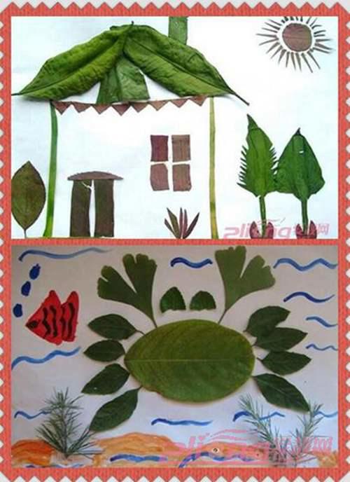 幼儿园树叶贴画作品欣赏